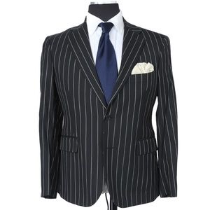 Movimento Black Banker Stripe Blazer 50 S Made in Italy Blazer Only